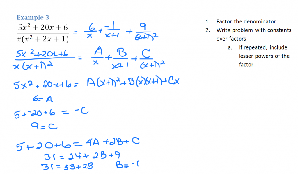 Partial Fractions Example 3