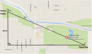 Papio Bay to Soccer Fields Distance