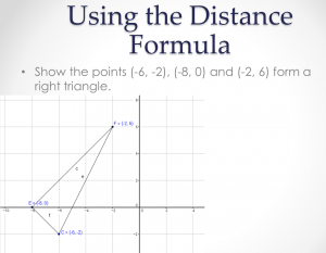 Use distance formula to prove right triangle example