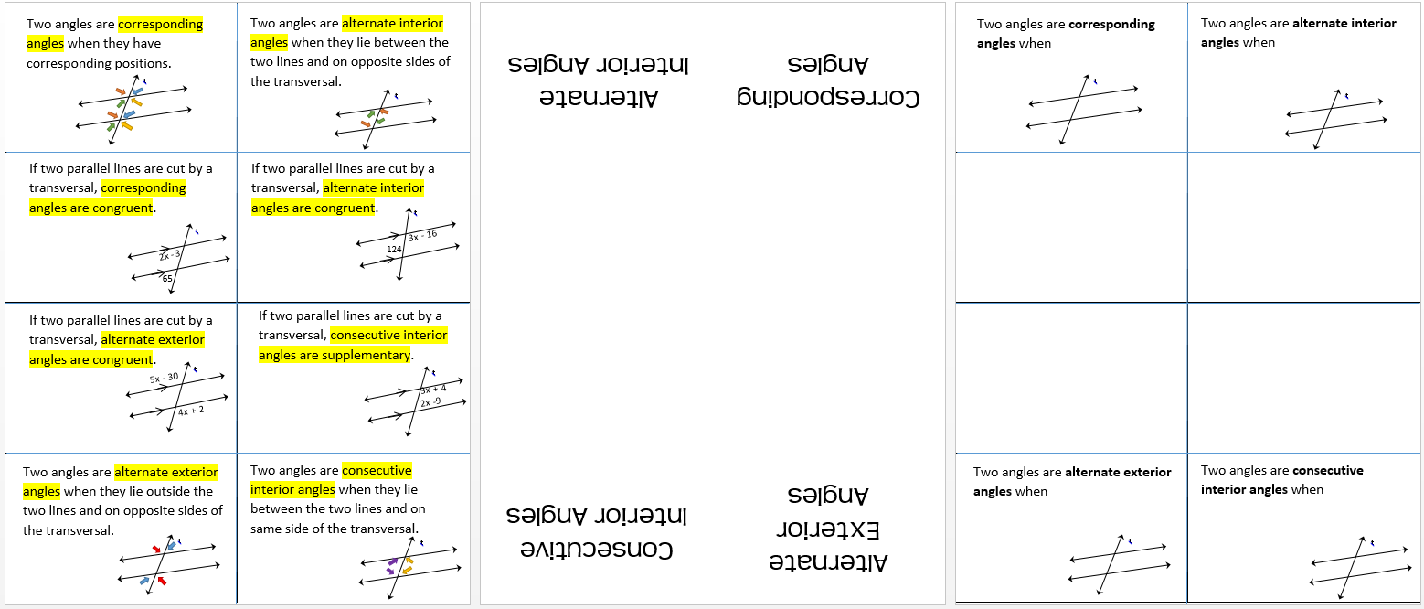 Angles Formed by Transversal three page spread