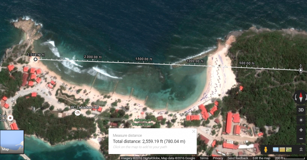 Labadee zip line distance google maps